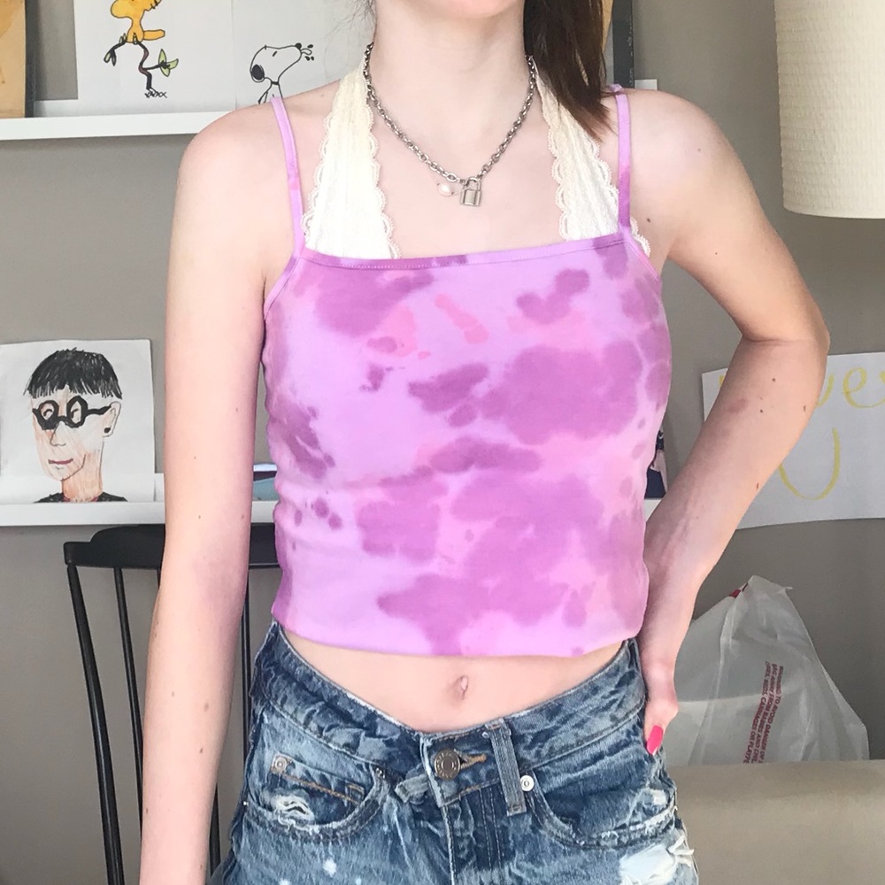 SUGAR TIED TIE DYE PASTEL PURPLE TANK TOP